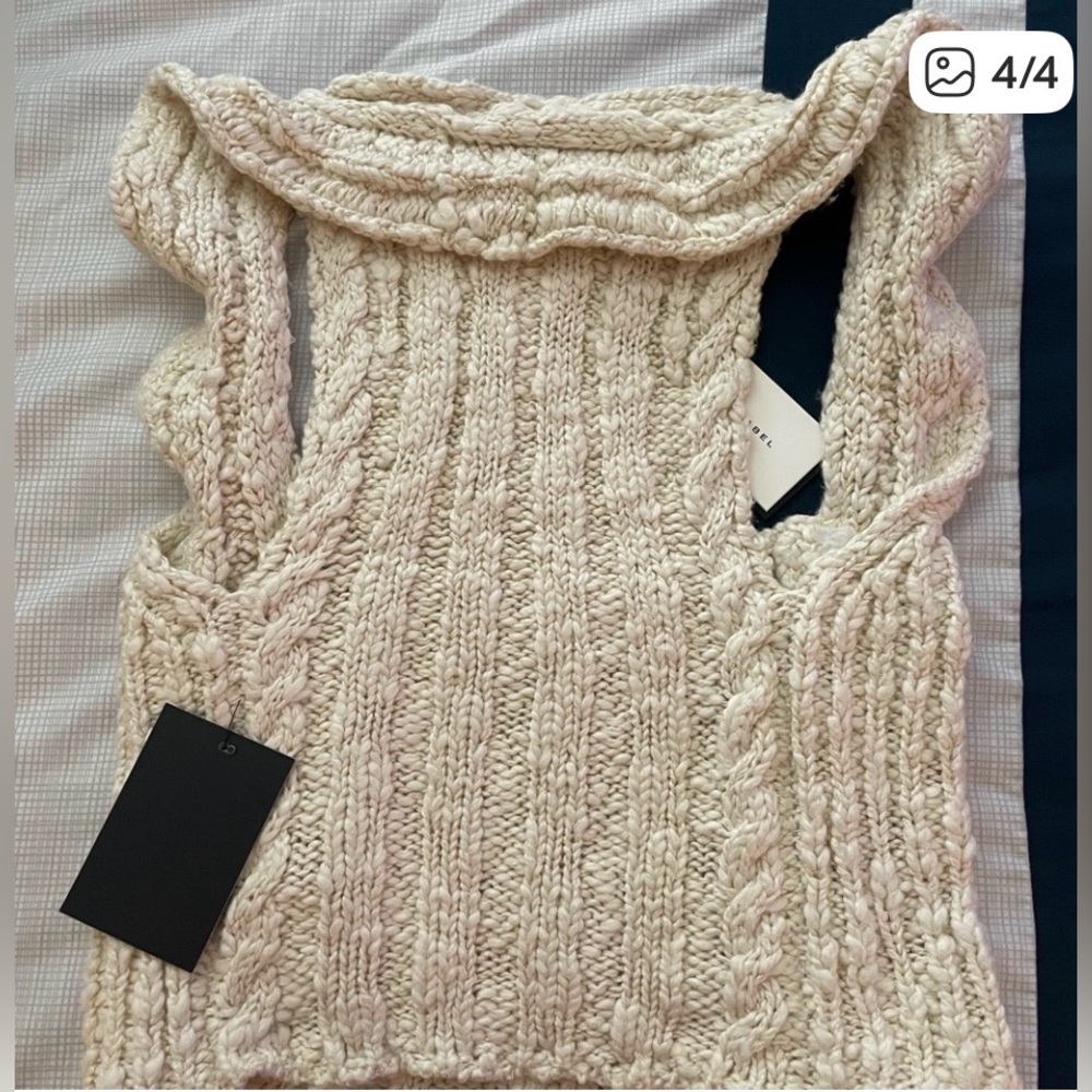 New-JLUXLABEL Women’s Cream Knit Button-Front Cropped Tank Top - Picture 3 of 4